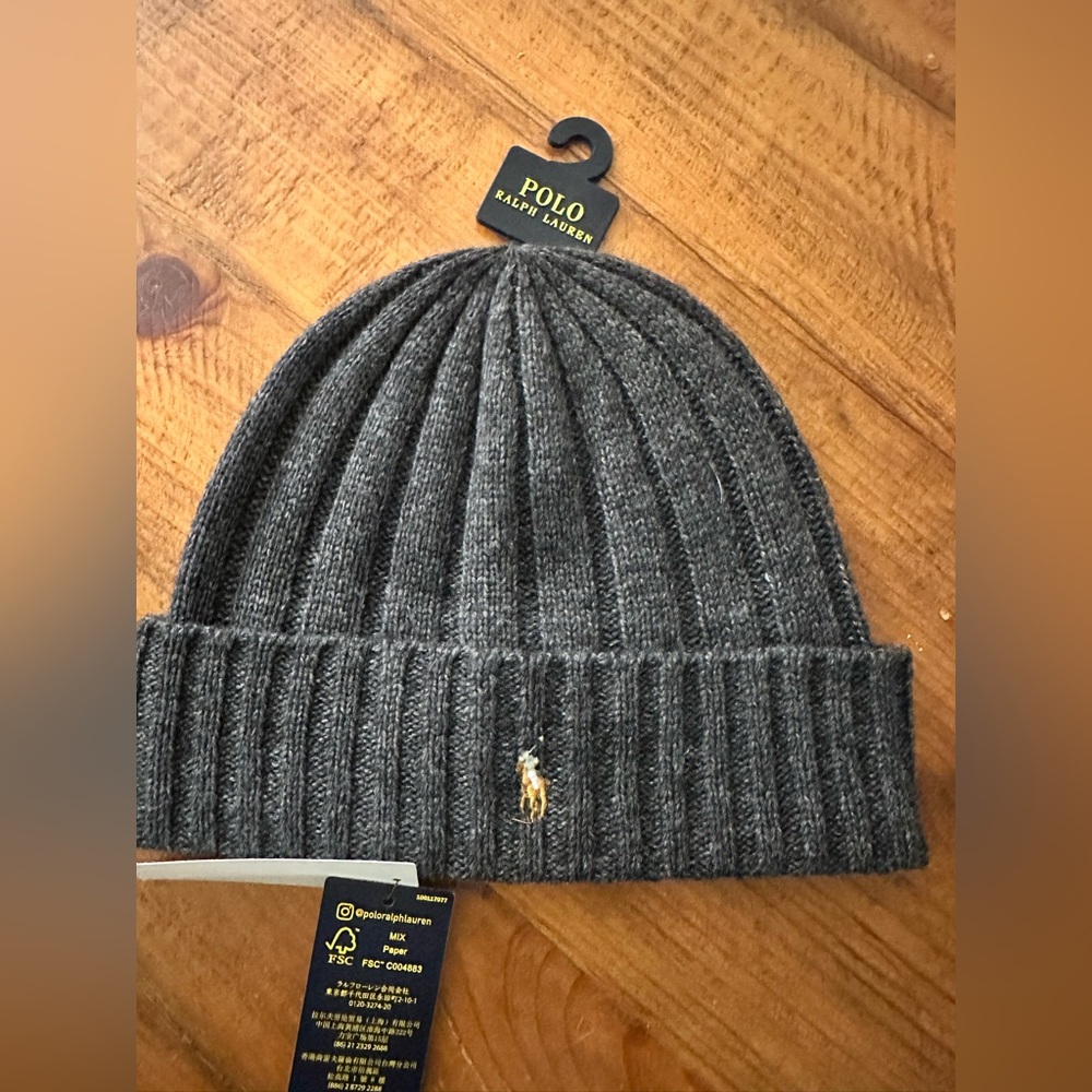 Ralph Lauren dark grey beanie hat. Brand New